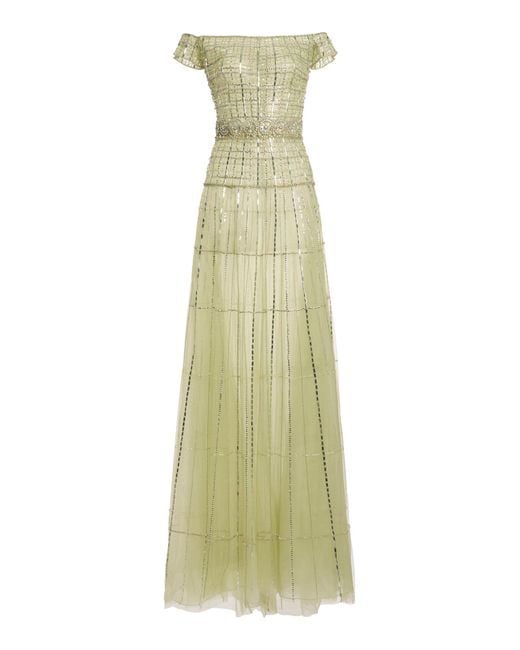 Zuhair Murad Winter Garden Embroidered Long Dress in Green | Lyst