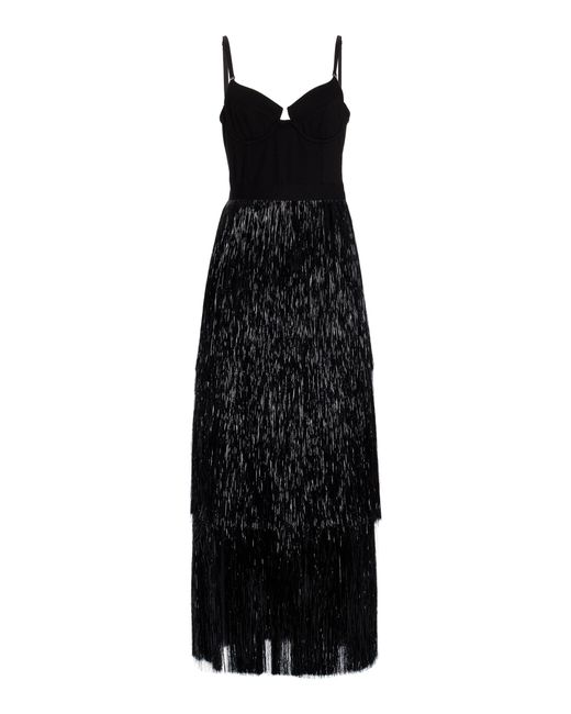 Jonathan Simkhai Hamila Tinsel Fringe Midi Dress in Black Lyst