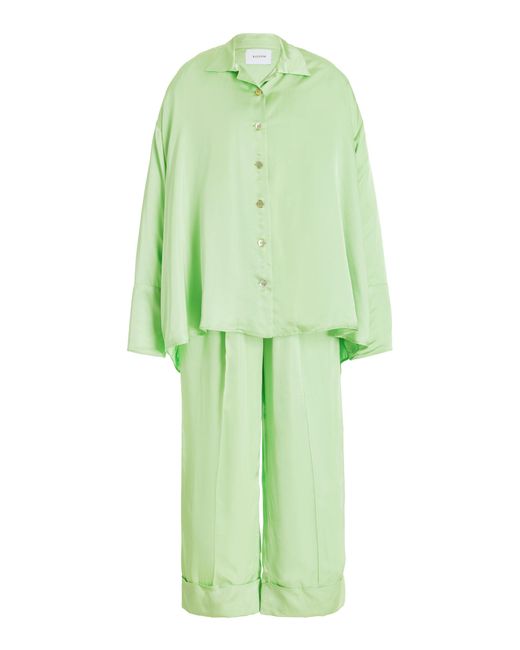 Sleeper Green Oversized Satin Pajama Set