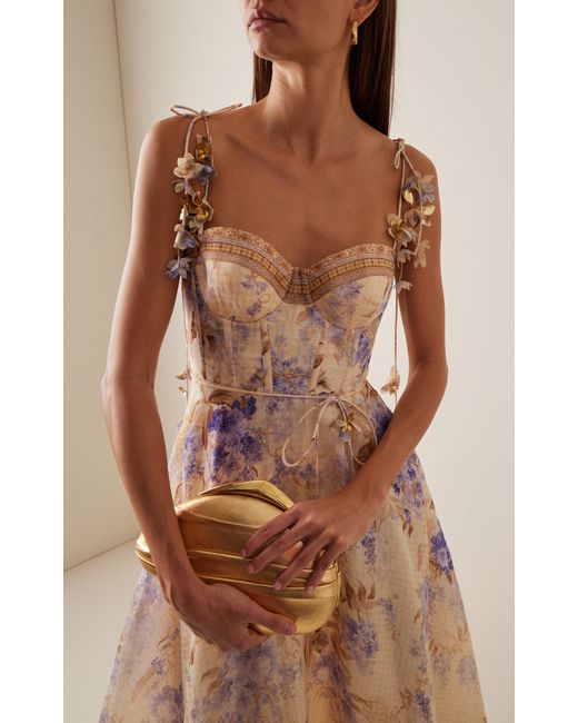 Zimmermann Dawning Linen-Silk Corset Midi Dress in Natural | Lyst Canada Zimmermann Dawning Linen-Silk Corset Midi Dress in Natural | Lyst Canada
