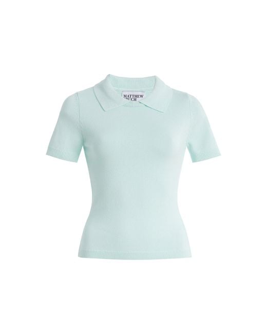 Matthew Bruch Blue Collared Knit T-Shirt