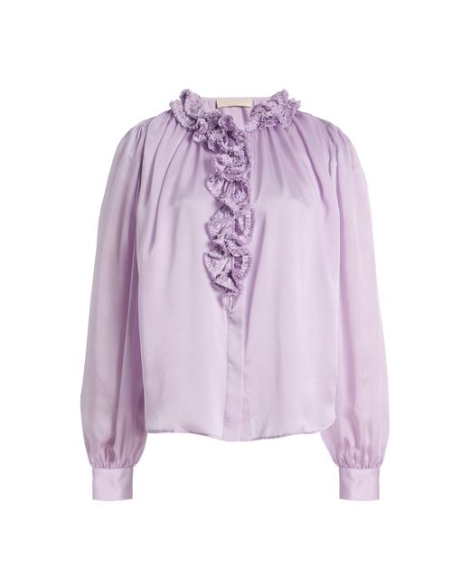 Ulla Johnson Purple Willhemina Textured Silk Blouse