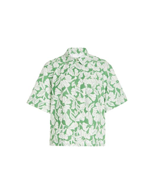 Three Graces London Green Virginia Printed Cotton Shirt