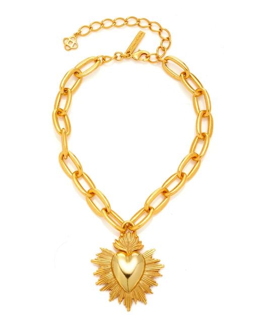 Oscar de la Renta Metallic Sacred Heart Gold-tone Necklace