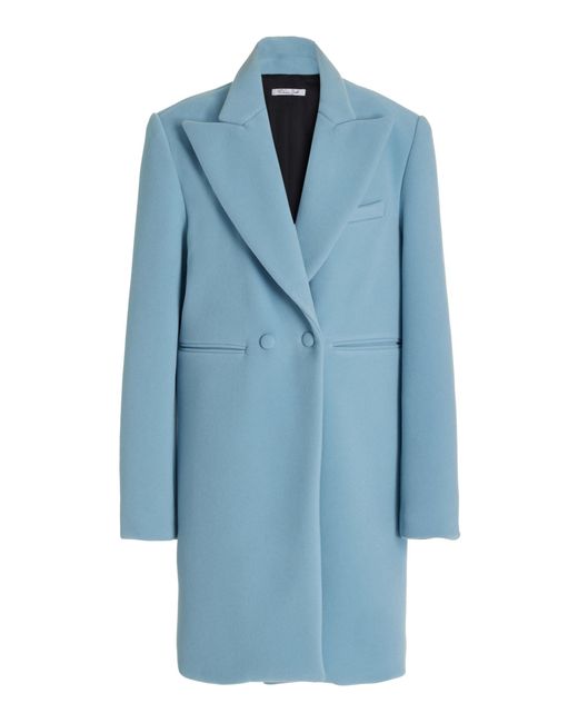 LAQUAN SMITH Blue Double Face Wool Coat