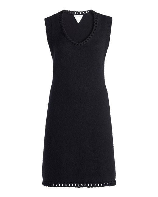 Bottega Veneta Black Chain-detailed Wool Knit Mini Dress