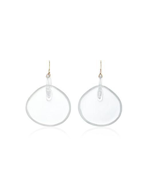 Ten Thousand Things White Big Gong 18k Yellow Gold Crystal Earrings