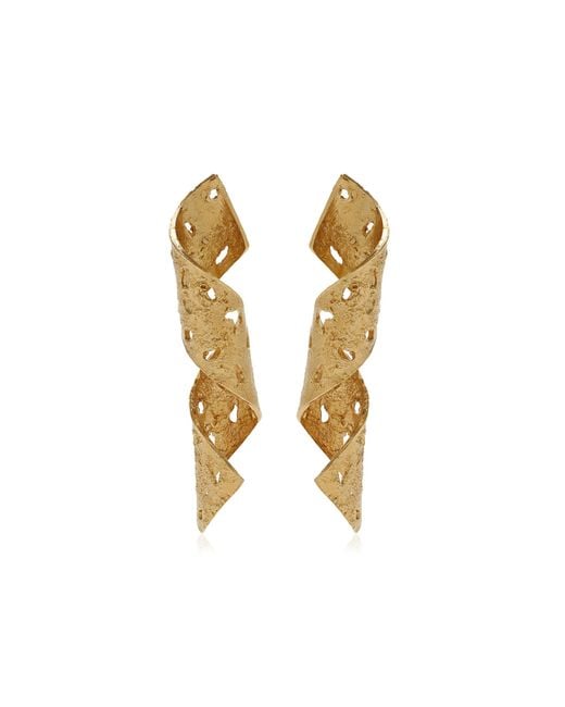 Paola Sighinolfi Metallic Ribbon 18K-Plated Earrings