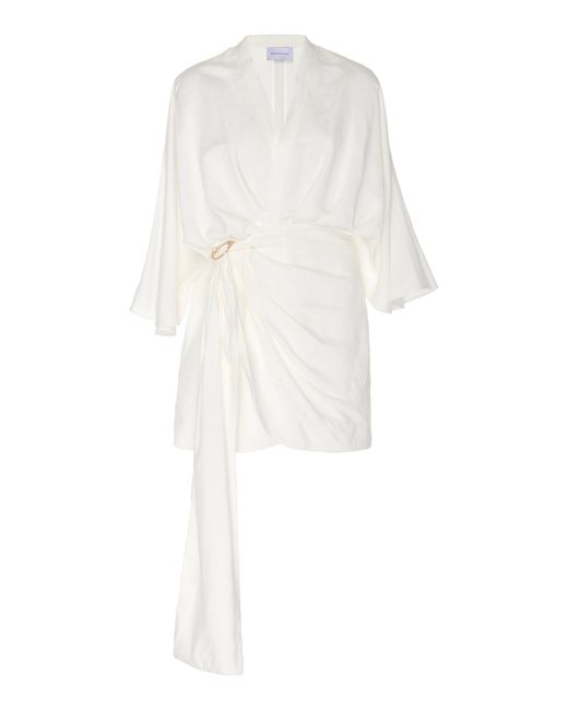 Significant Other White Zahara Linen Wrap Dress