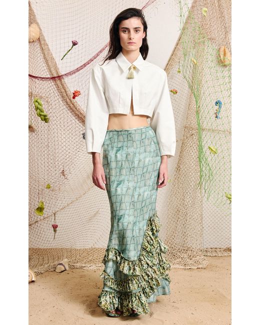 ALÉMAIS Natural Sirena Cropped Cotton Shirt