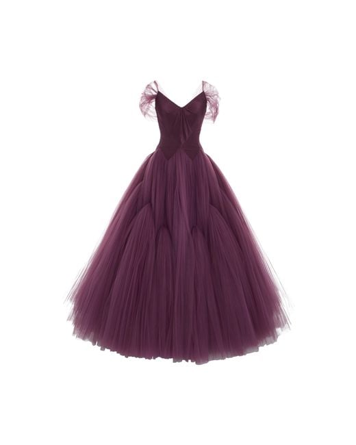 Zac Posen Purple Layered Silk Tulle Ball Gown