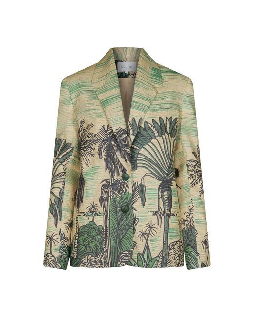 Johanna Ortiz Green Rock The Plan Printed Linen Jacket