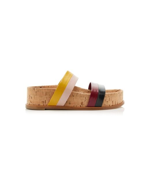 Gabriela Hearst Orange Striker Leather-Trimmed Flatform Sandal