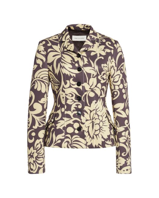 Dries Van Noten White Belia Hawaiian-Print Scuba Jacket
