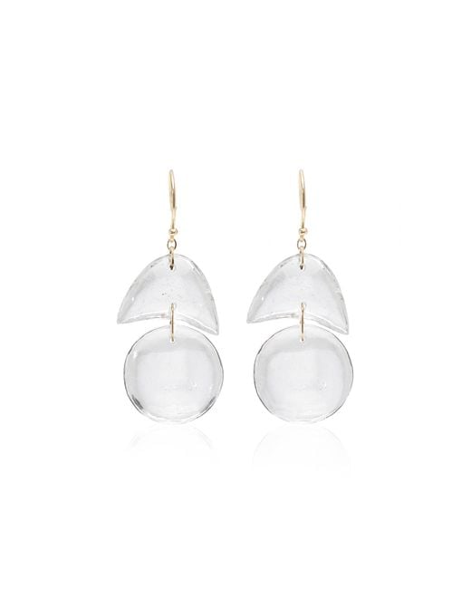 Ten Thousand Things White Tiny Arps 18K Crystal Quartz Earrings