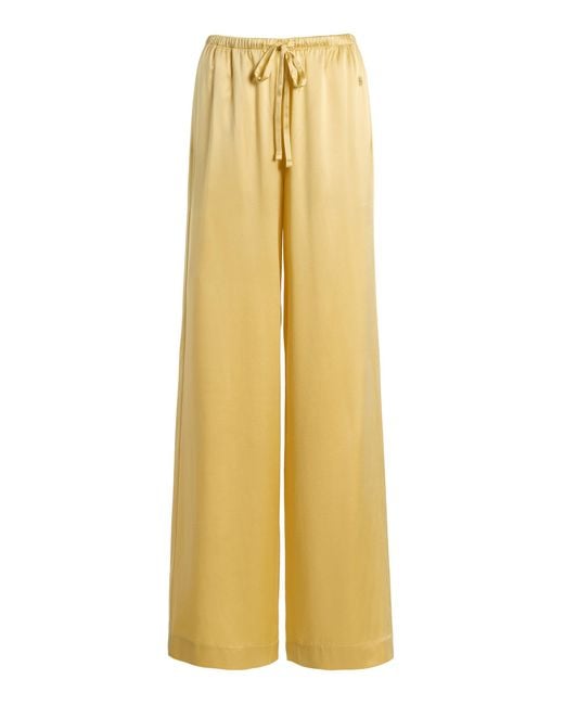 ÉTERNE Yellow Brody Silk Satin Pants