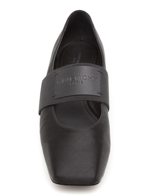 Givenchy Black Sliced Square Satin Ballet Flats