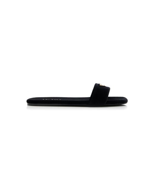Prada Black Velvet Slide Sandals