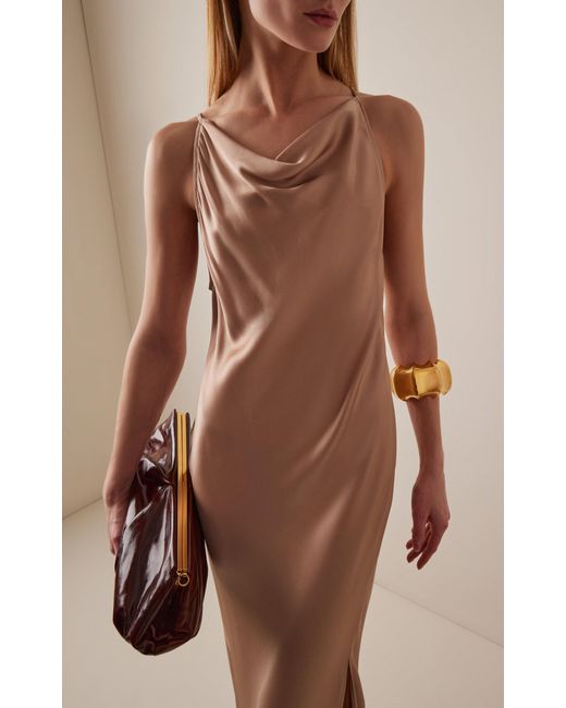 LAPOINTE Natural Satin Halter Gown