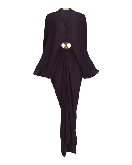 Silvia Tcherassi Fiore Draped Crepe Maxi Dress in Black | Lyst