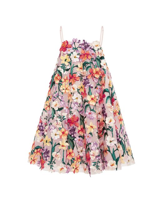 LEO LIN Marigold Hand-Embroidered Midi Dress