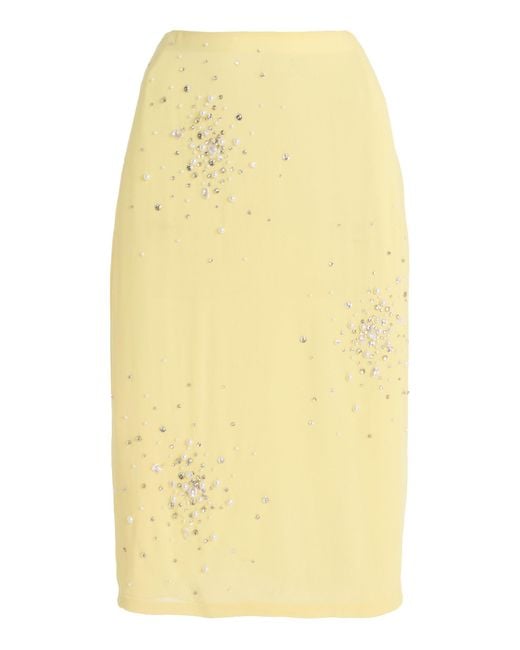 DES_PHEMMES Yellow Exclusive Riviera Embellished Midi Skirt