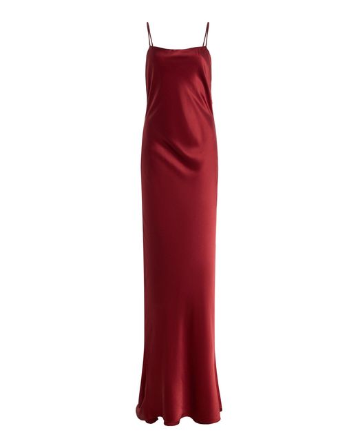 Twp Red Scoop Back Stretch-Silk Maxi Dress