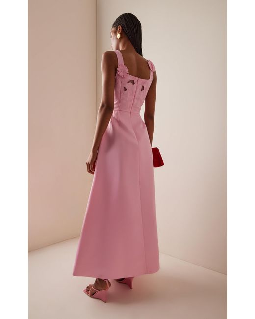 LEO LIN Pink Rianne Appliquéd Crepe Maxi Dress