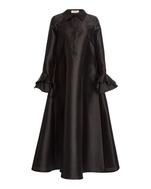 Greta Constantine Black Tibaldi Silk Shirt Dress
