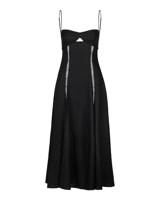 Johanna Ortiz Black Catamaran Ventures Cutout Linen Maxi Dress