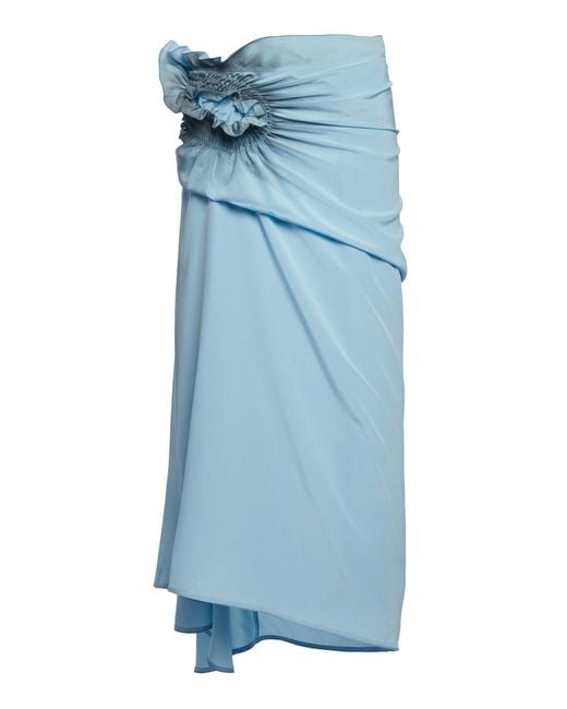 Victoria Beckham Blue Smock-Detailed Silk Skirt