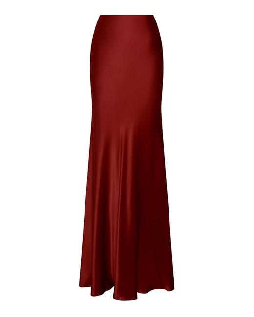 ANDRES OTALORA Red Sublimes Silk-Charmeuse Maxi Skirt