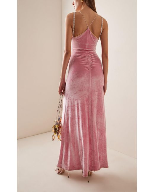 Rabanne Pink Draped Velvet Maxi Dress