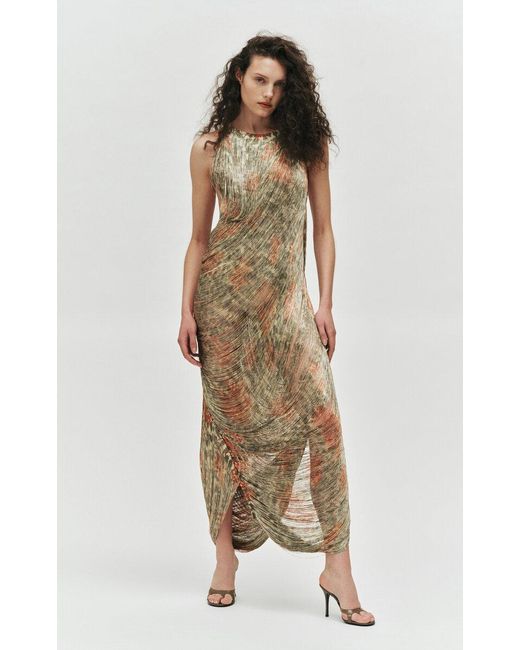 Christopher Esber Natural Warped Wallpaper Printed Tassel Gown