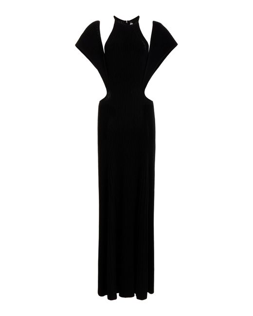 Chloé Black Cutout Wool Midi Dress