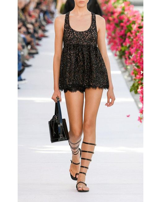 Michael Kors Black Sequined Lace Tank Top