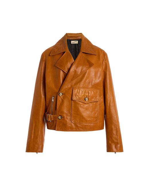 Sanderlak Brown Leather Moto Jacket