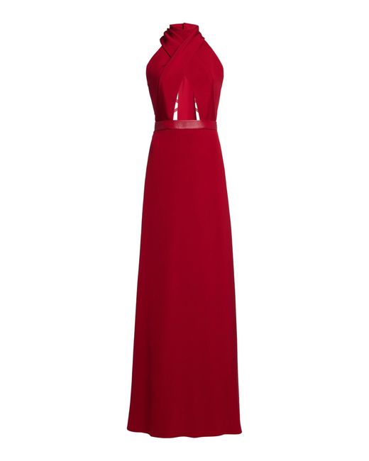 Tom Ford Red Round Silk Sablé Open-Back Evening Maxi Dress