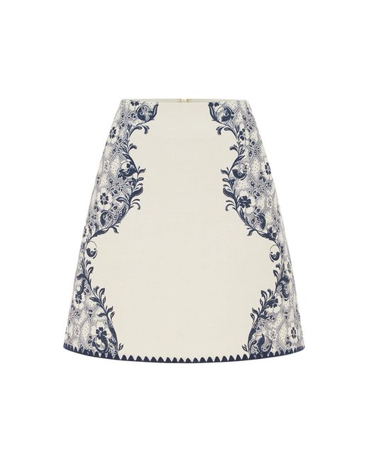 ALÉMAIS White Airlie Printed Linen Mini Skirt