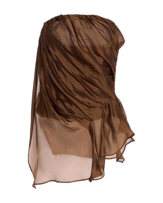 THE GARMENT Brown Gilian Draped Chiffon Bustier Top