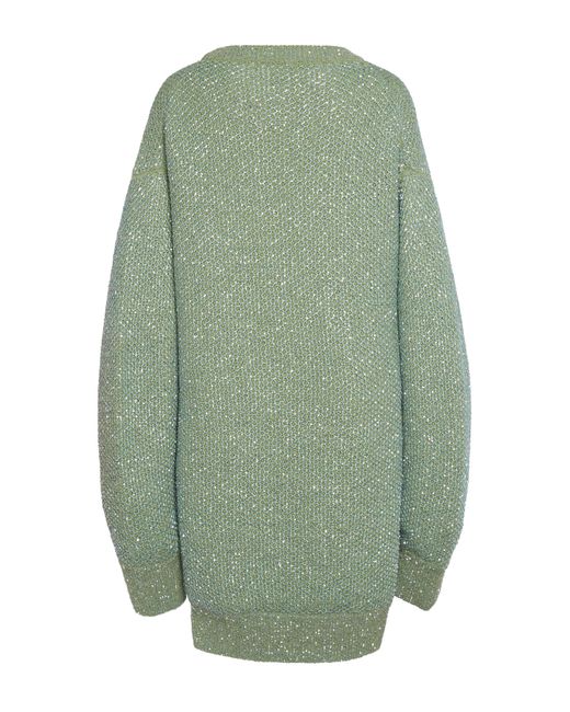 Stella McCartney Green Sequined Wool-blend Mini Sweater Dress