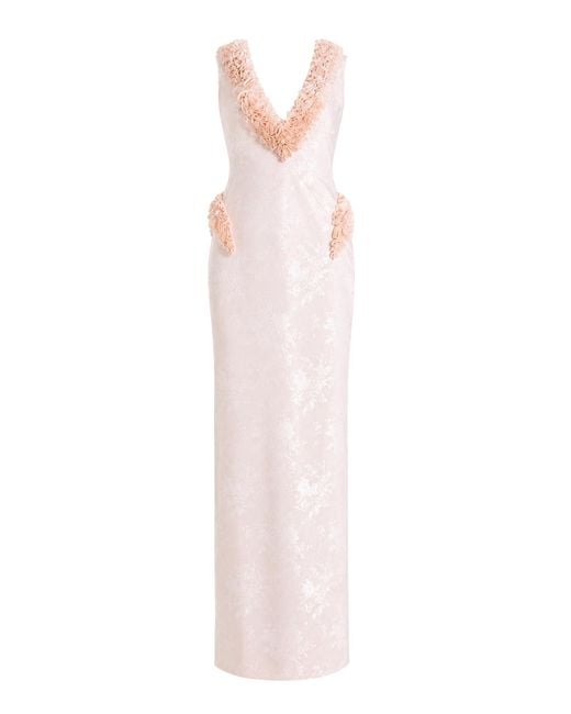 Sandra Mansour Pink Heatwave Silk Brocade Maxi Dress