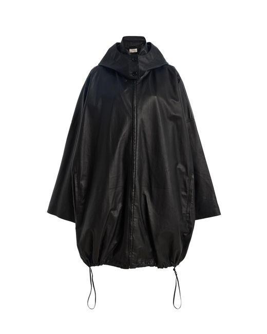 The Row Black Cassandre Plonge Leather Coat