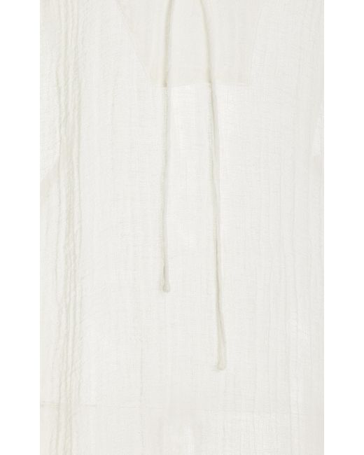 Lisa Marie Fernandez White Linen-blend Gauze Tunic Caftan