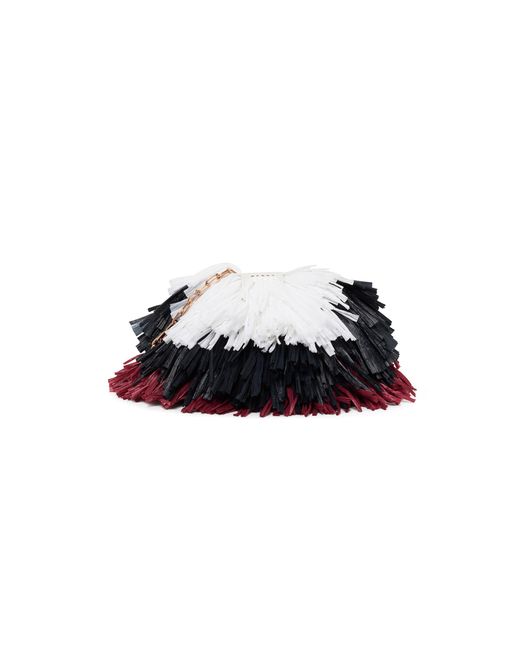 Gabriela Hearst Black Soft Demi Clutch With A Chain And Raffia Fringe
