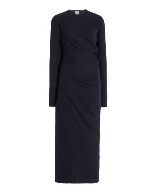 Totême  Blue Twisted Wool-blend Flannel Midi Dress