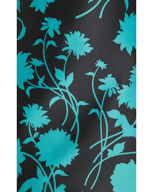 Versace Floral Duchess Satin Midi Dress in Blue Lyst