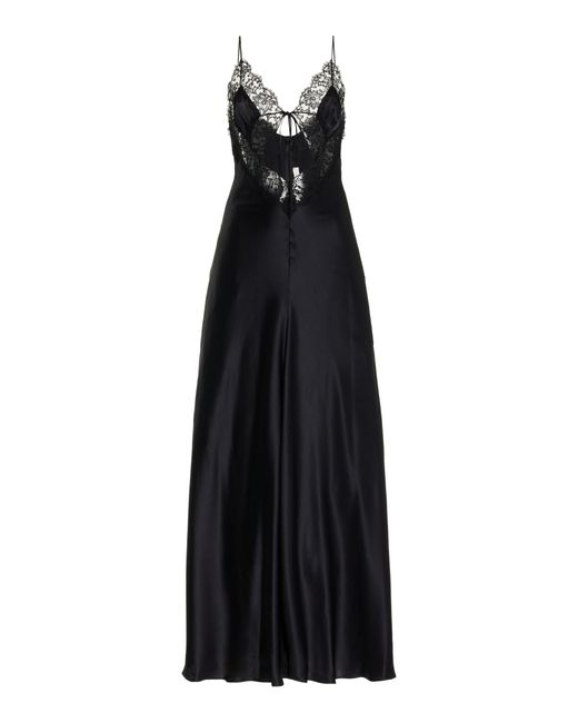Rodarte Black Cutout Lace-trimmed Silk Maxi Dress