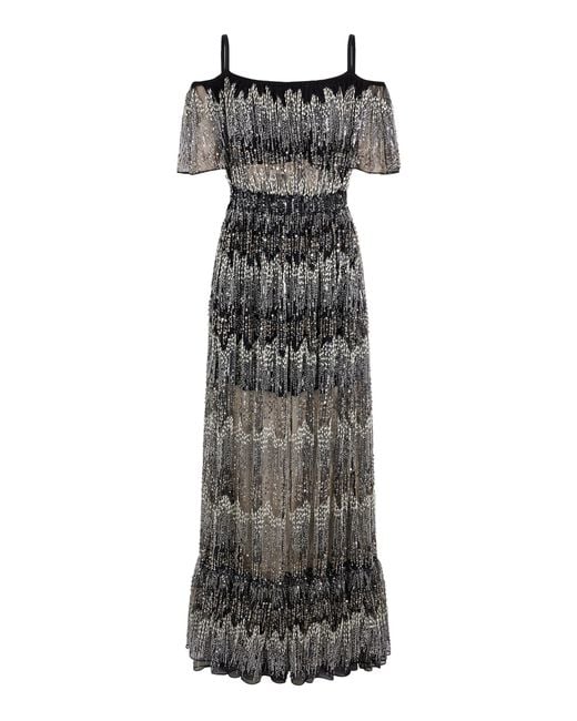 Rabanne Gray Embroidered Tulle Maxi Dress