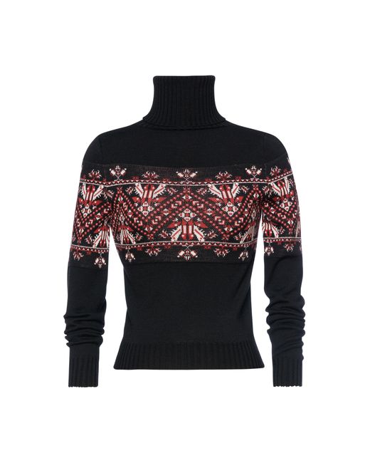 Lena Hoschek Black Franzi Intarsia Wool Turtleneck Sweater